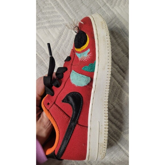 Nike Air Force 1 Low “Year of the Tiger” Kids 3Y Red Canvas Cat Face Sneakers - Picture 7 of 10